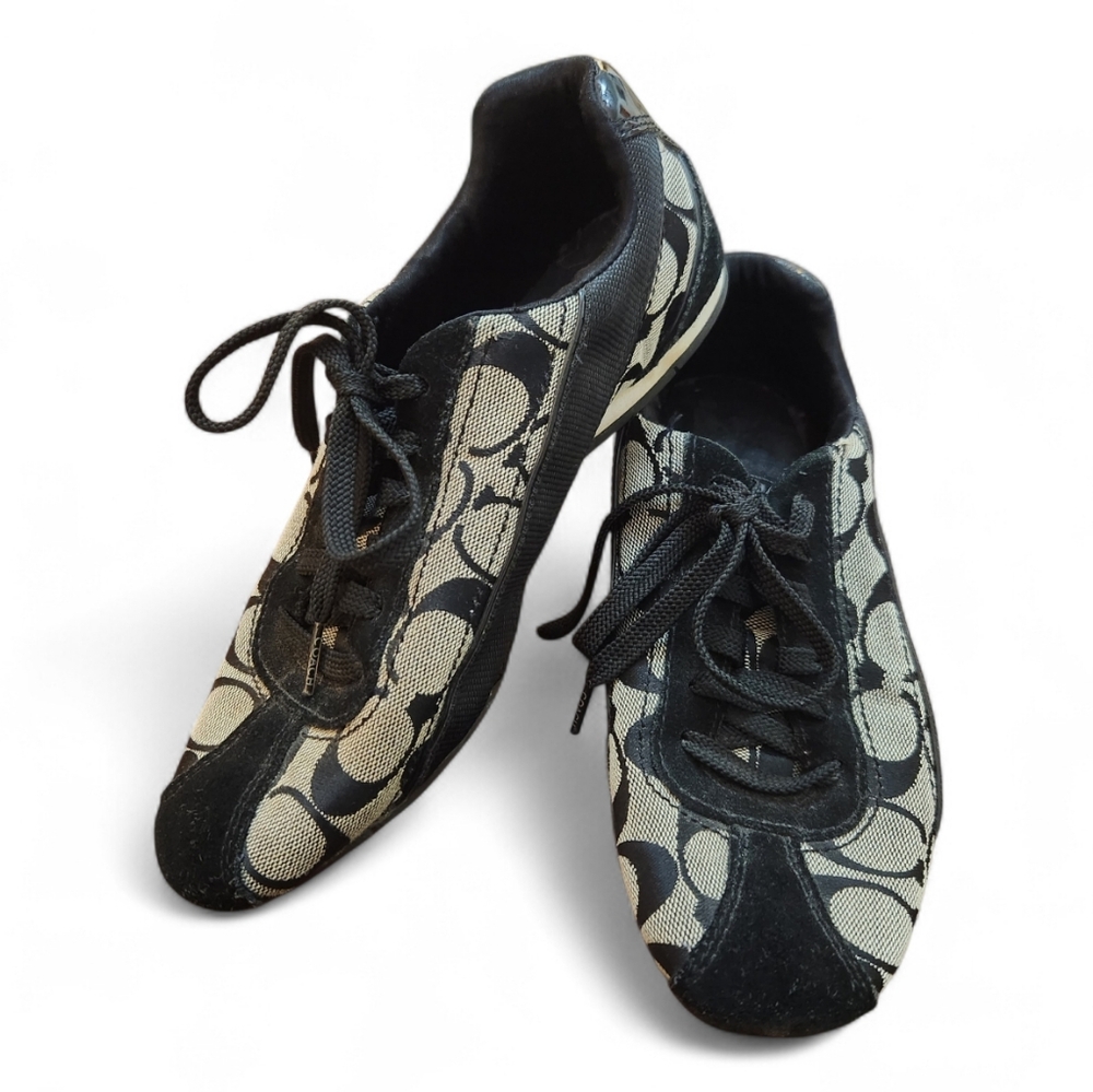 Coach Hillary Black and Cream Women's Lace Up Sneakers Size 6